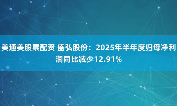 美通美股票配资 盛弘股份：2025年半年度归母净利润同比减少12.91%